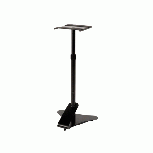 The Quiklok BS402 Heavy-Duty Single Monitor Stand is designed with a solid triangular base with adjustable levelling floor spikes to enhance stability