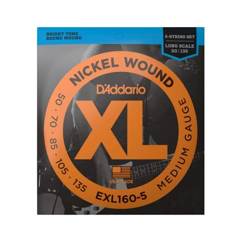 D’Addario Long Scale 5-String Bass Guitar Strings (50-135)