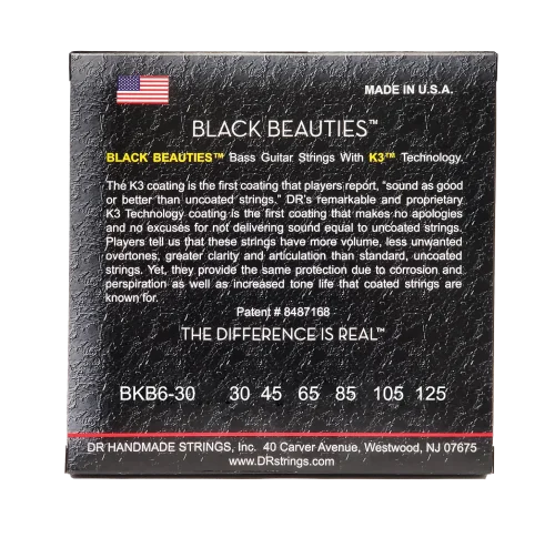 DR Strings Black Beauties 6-String Bass Strings 30-125 - Image 2