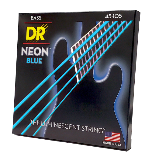 DR Strings Hi-Def Neon Blue K3 Coated Bass Guitar Strings -.045-.105 Medium - Image 2