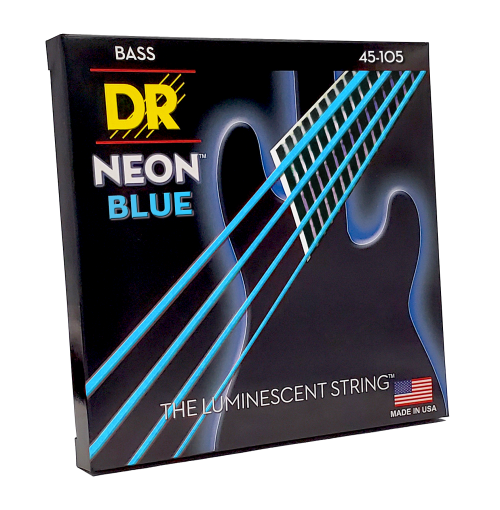 DR Strings Hi-Def Neon Blue K3 Coated Bass Guitar Strings -.045-.105 Medium