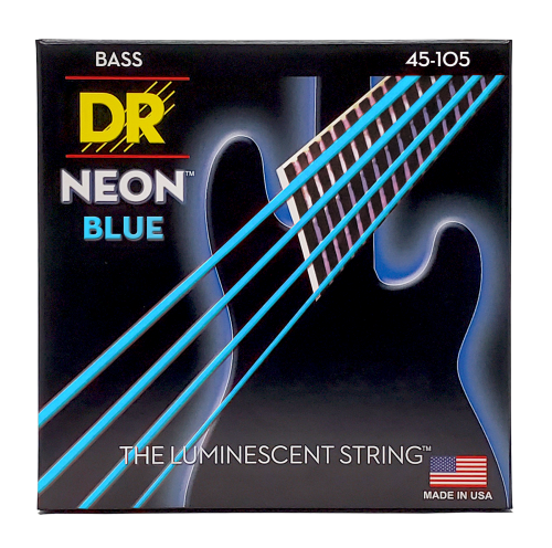 DR Strings Hi-Def Neon Blue K3 Coated Bass Guitar Strings -.045-.105 Medium - Image 3