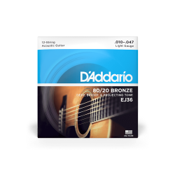 D’Addario EJ36 80/20 12 String Acoustic Guitar Stings (10-47)