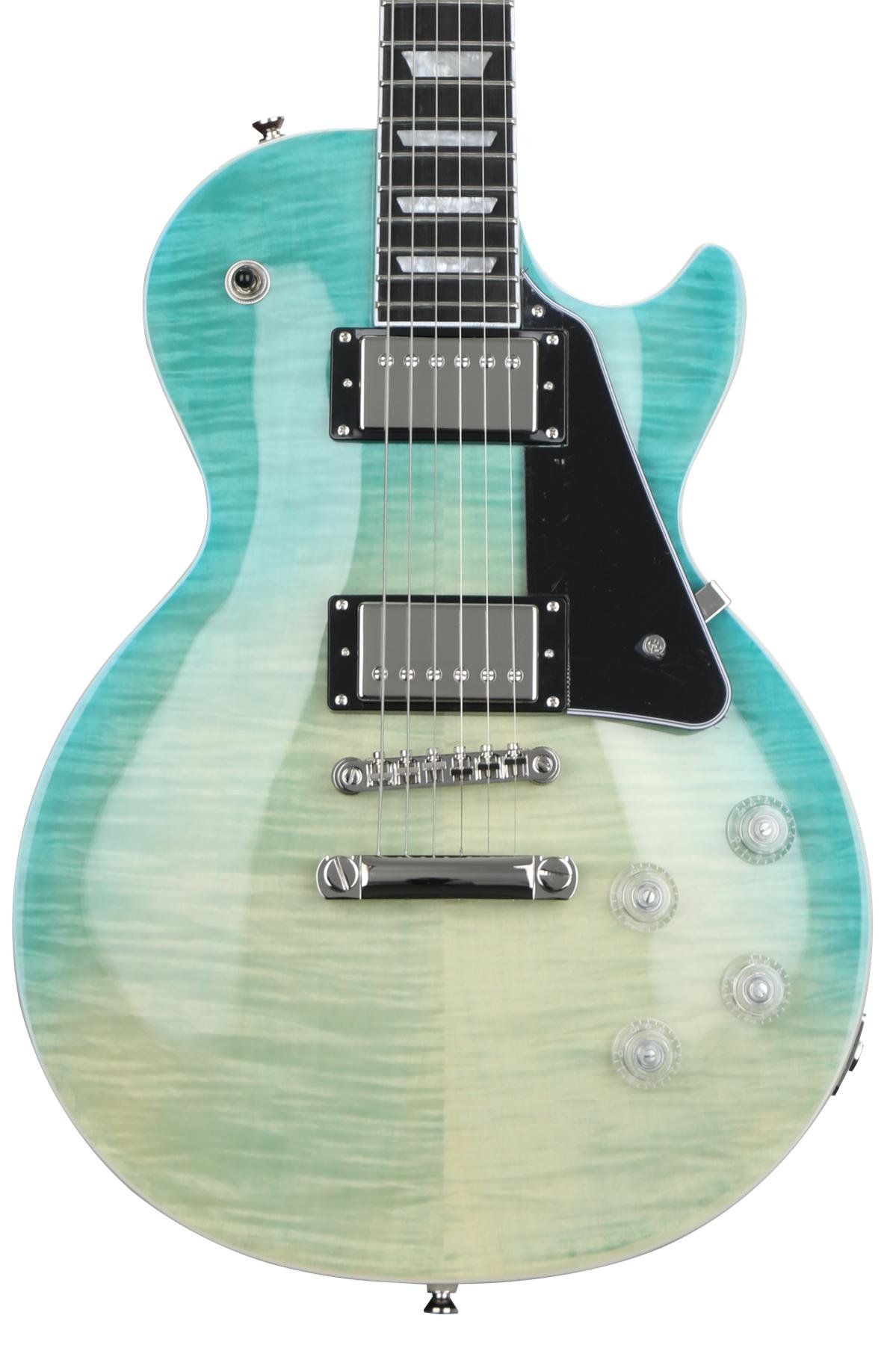 epiphone les paul modern figured electric guitar caribbean blue fade