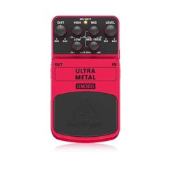 The Behringer UM300 Ultra Metal Distortion Pedal delivers the extra-dense tube-style distortion and gives you plenty of tone shaping power to play with.