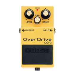 The Boss OD-3 Overdrive Effects Pedal gives guitarists a greatly expanded range of smooth overdrive tones and improved response.