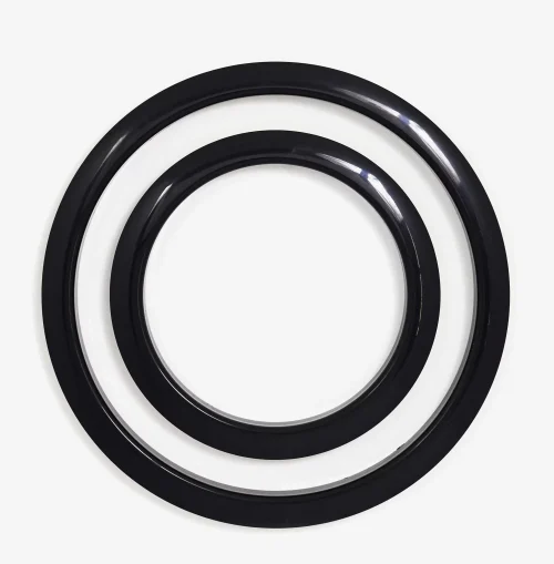 The Gibraltar Bass Drum Port Hole Protector size is 6 inches, these two piece rings snap onto both sides of the bass drum head providing extra protection.