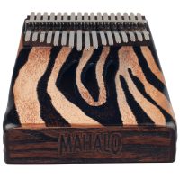 The Mahalo 17 Key Kalimba Zebra Design with its even harmonics and rich warm tone blends well with modern music. Its small size makes it an ideal for travel