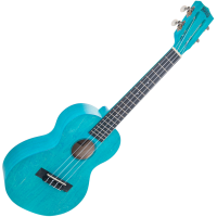 The Mahalo Tenor Ukulele Aqua Blue has a slotted headstock, Jabon neck, Mahogany fingerboard and bridge. And nickel plated, Waverly style machine heads.