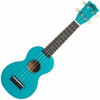 The Mahalo Soprano Ukulele Aqua Blue features a linden body with an arched back to produce an even blend of warm lows and bright highs.