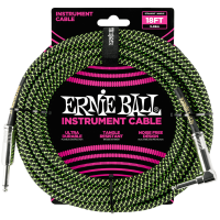 Ernie Ball 5.5m Braided Instrument Cable – Black/Green