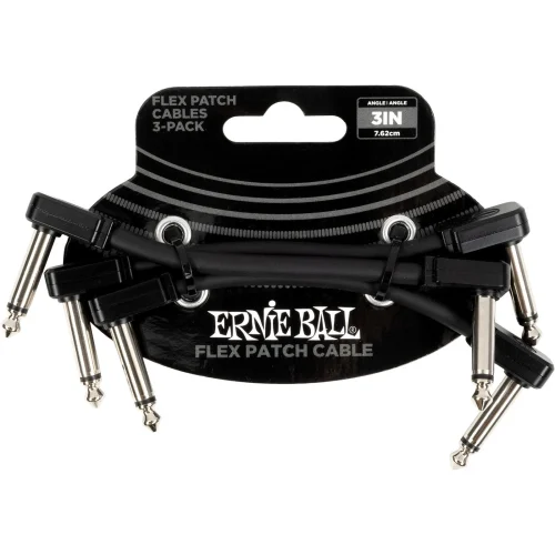 Ernie Ball Flex Patch Cable - 3 inches Black (3-pack)