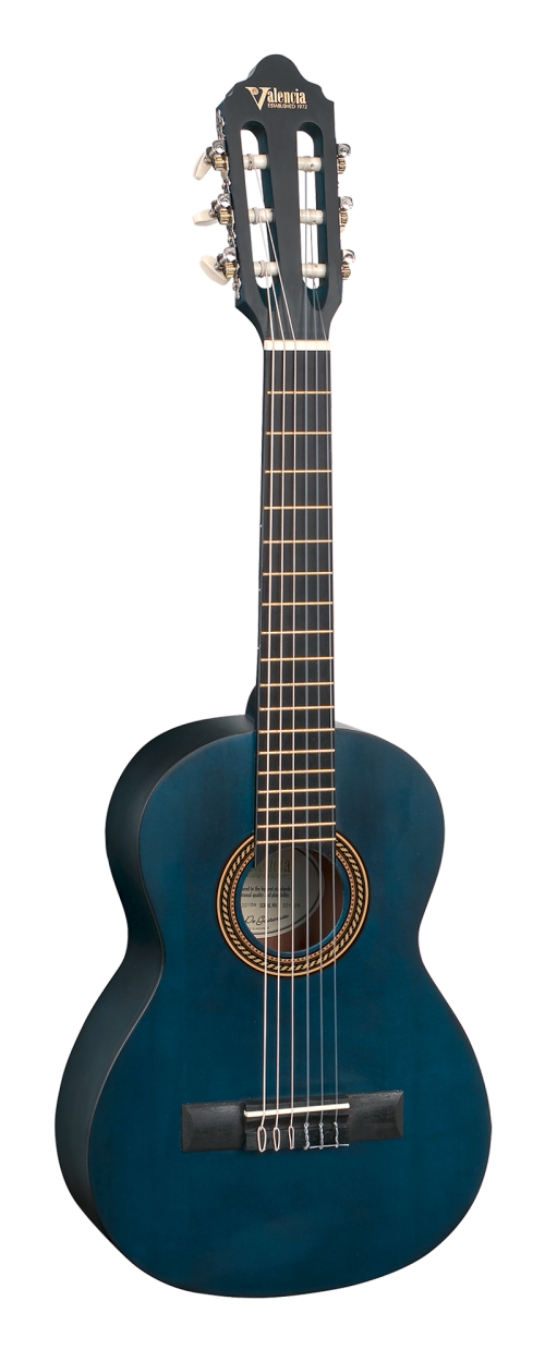 Valencia 1/4 Classical Guitar - Transparent Blue - Image 2