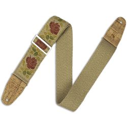 Levys MH8P-009 Vegan Hemp Guitar Strap – Rose Motif