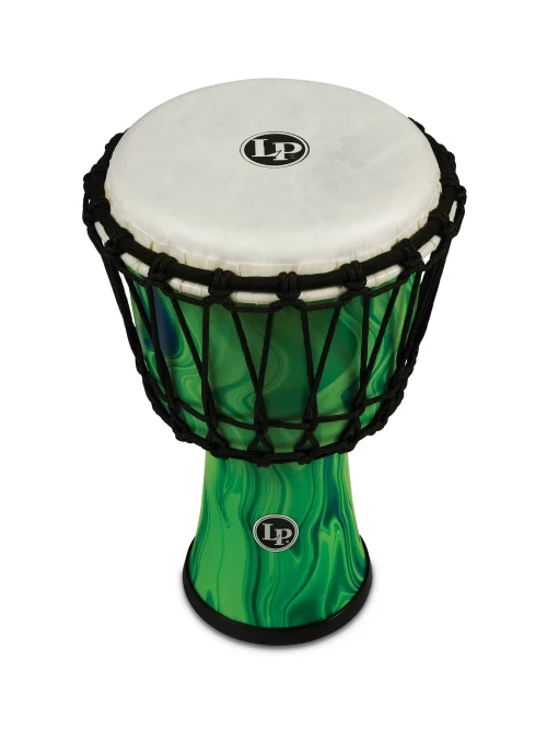 LP World 10 inch Rope Circle Djembe - Green Marble - Image 4