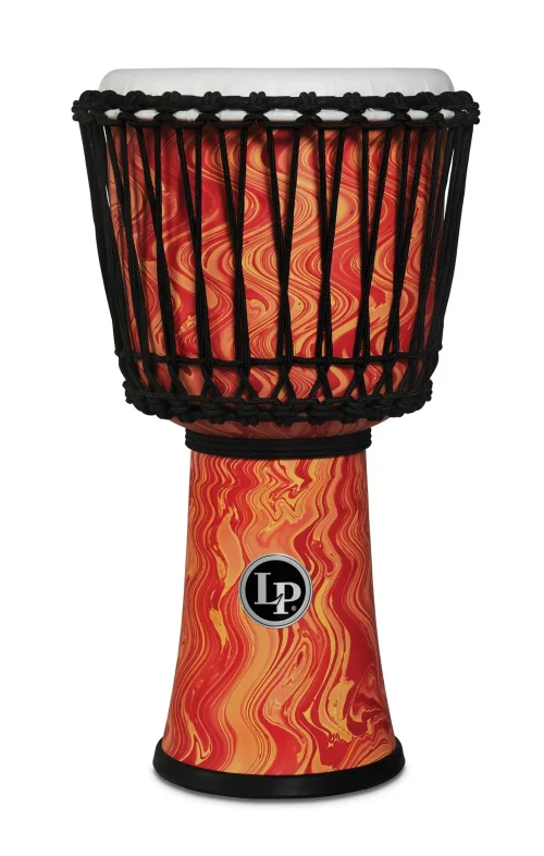 LP World 10 inch Rope Circle Djembe - Orange Marble - Image 2