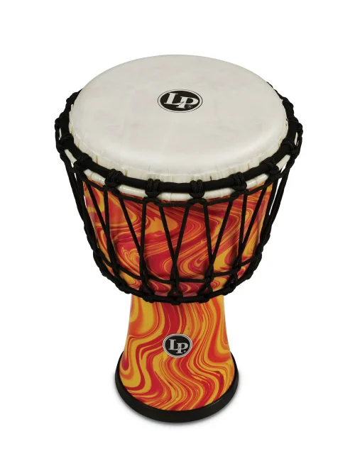 LP World 10 inch Rope Circle Djembe - Orange Marble - Image 3