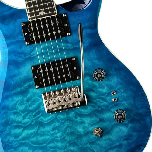 PRS SE Custom 24-08 Quilt Top Electric Guitar - Lake Blue - Image 3